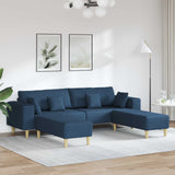 Divano con cuscino 3 pcs Blu Tessuto