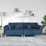 Divano con cuscino 3 pcs Blu Tessuto