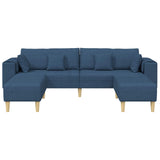 Divano con cuscino 3 pcs Blu Tessuto