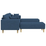 Divano con cuscino 3 pcs Blu Tessuto