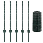 Recinzione con pali. Verde 0.8 x 10 m Acciaio