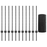 Recinzione con pali. Grigio 0.8 x 25 m Acciaio