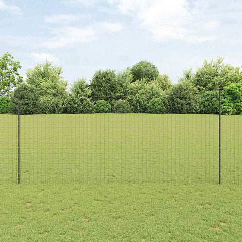 Recinzione con pali. Grigio 1.4 x 10 m Acciaio