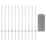 Recinzione con pali. Argento 0.8 x 25 m Acciaio