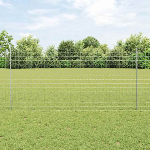 Recinzione con pali. Argento 1.2 x 10 m Acciaio