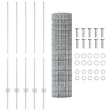 Recinzione con pali. Argento 1.2 x 10 m Acciaio