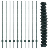 Recinzione con pali. Verde 1.6 x 10 m Acciaio