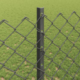 Recinzione a catena da esterno con palo 10 x 1,2 m Grigio Rete