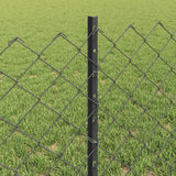 Recinzione a catena da esterno con palo 25 x 0,6 m Grigio Rete