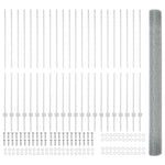 Recinzione con pali. Argento 1.5 x 50 m Acciaio