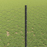 Recinzione esagonale da esterno con palo 10 x 1 m Grigio Rete