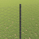 Recinzione esagonale da esterno con palo 25 x 1,4 m Grigio Rete