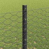 Recinzione esagonale con palo 50 x 1,2 m Grigio Rete