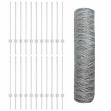 Recinzione con pali. Argento 0.8 x 50 m Acciaio