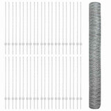 Recinzione esagonale da esterno con palo 100 x 1,2 m Argento