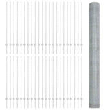 Recinzione esagonale da esterno con palo 100 x 1,4 m Argento