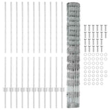 Recinzione con pali. Argento 1.2 x 25 m Acciaio