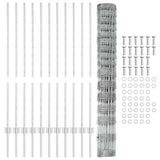Recinzione all'aperto selvatica con pali 25 x 1,2 m Argento