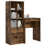 Scrivania con cassetto con lo scaffale 2 pcs Rovere fumé