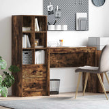 Scrivania con cassetto con lo scaffale 2 pcs Rovere fumé