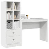 Scrivania con cassetto con lo scaffale 2 pcs Bianco