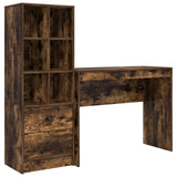Scrivania con cassetto con lo scaffale 2 pcs Rovere fumé