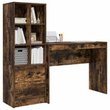 Scrivania con cassetto con lo scaffale 2 pcs Rovere fumé