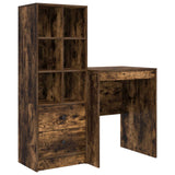 Scrivania con cassetto con lo scaffale 2 pcs Rovere fumé