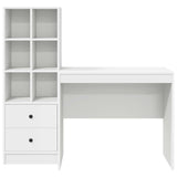 Scrivania con cassetto con lo scaffale 2 pcs Bianco