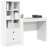 Scrivania con cassetto con lo scaffale 2 pcs Bianco