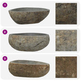Basin in pietra fluviale Grigio chiaro 52 x 40 x 15 cm