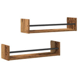 Scaffale da parete 2 pcs Legno vecchio 60 x 16 x 14 cm