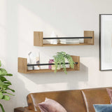 Scaffale da parete A parete 2 pcs Rovere artigianale
