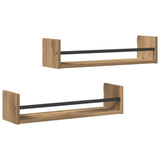 Scaffale da parete A parete 2 pcs Rovere artigianale