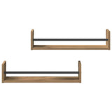 Scaffale da parete A parete 2 pcs Rovere artigianale