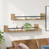 Scaffale da parete A parete 2 pcs Rovere artigianale