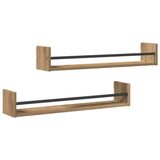 Scaffale da parete A parete 2 pcs Rovere artigianale