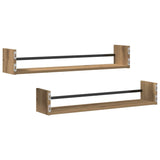 Scaffale da parete A parete 2 pcs Rovere artigianale