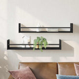 Scaffale da parete 2 pcs Rovere Nero 80 x 16 x 14 cm