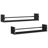 Scaffale da parete 2 pcs Rovere Nero 80 x 16 x 14 cm