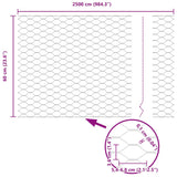 Recinzione Esagonale Grigio 0.6 x 25 m Acciaio