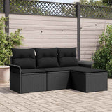 Set di divani con cuscino 4 pcs Nero polyrattan