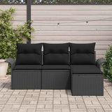 Set di divani con cuscino 4 pcs Nero polyrattan