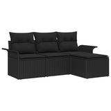 Set di divani con cuscino 4 pcs Nero polyrattan
