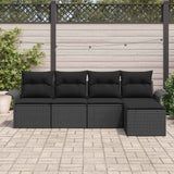 Divano da esterno con cuscino 5 pcs Nero polyrattan