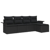 Divano da esterno con cuscino 5 pcs Nero polyrattan