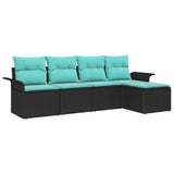 Set Divano da Giardino con cuscino 5 pcs Nero polyrattan