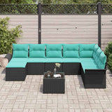 Set Divano da Giardino con cuscino 9 pcs Nero polyrattan