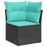 Set Divano da Giardino con cuscino 9 pcs Nero polyrattan