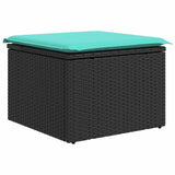 Set Divano da Giardino con cuscino 9 pcs Nero polyrattan